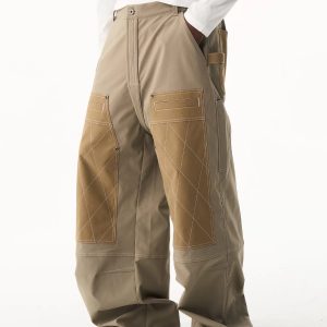 EXITMODE Contrast Panel Carpenter Cargo Pants - Khaki