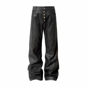 Yadrew Waxed Straight-Leg Denim Jeans