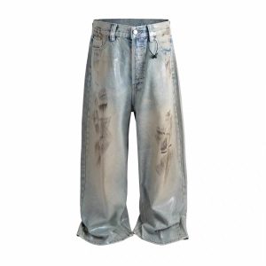 Rebel Stroke Wide Leg Denim Jeans