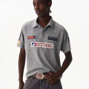 Exitmode Waffle Knit Patch Polo Shirt