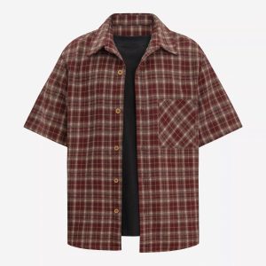 Layered Plaid Short Sleeve Overshirt