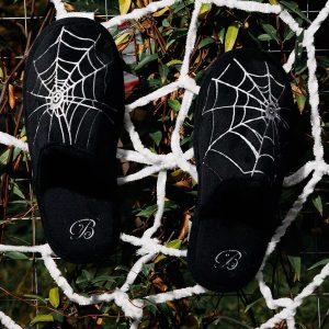 Black8Mob Spider Web Plush Slippers